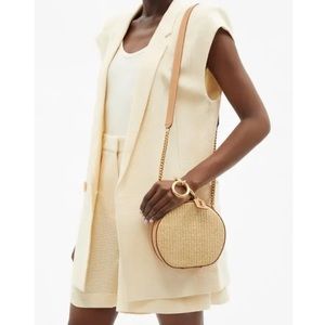 SAINT LAURENT Mica Shoulder Bag Raffia and Leather Small